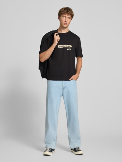 HUGO Blue t-shirt o kroju regular fit z czystej bawełny model 'Naxter' BLACK 1