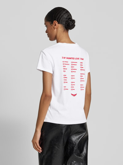 Zadig & Voltaire T-Shirt mit Strasssteinbesatz Modell 'WALK' Weiss 5