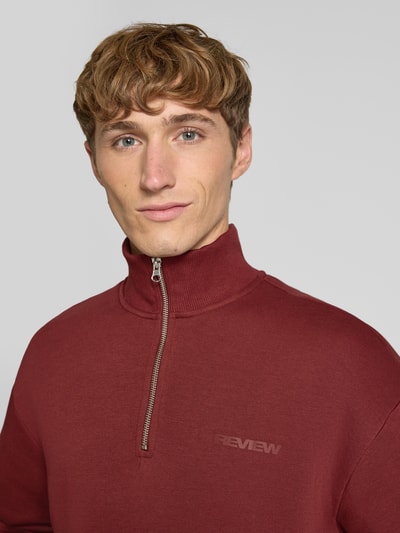 REVIEW Sweatshirt met opstaande kraag en ritssluiting Roestrood - 3