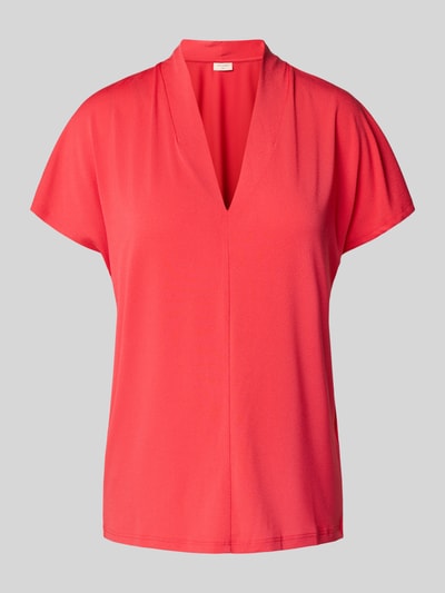 FREE/QUENT Bluzka o kroju regular fit z dekoltem w serek model ‘Yrsa’ Jasnoczerwony 2