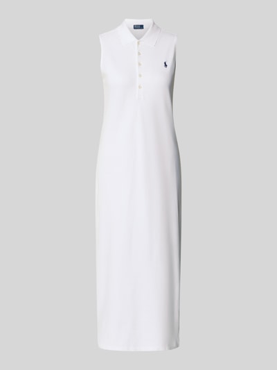 Produktfoto, Figurumspeilendes Polokleid aus Baumwoll-Mix von Polo Ralph Lauren, Optik: Unifarben, Passform: Figurumspeilend, Midi-Länge, V-Ausschnitt, Logo-Stitching, Polokragen, Knopfleiste, Ärmelform: Ohne Ärmel, gerader Saum mit Seitenschlitz, Materialverarbeitung: Piqué, Material: Reine Baumwolle