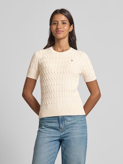 Tommy Hilfiger Regular Fit Strickpullover aus reiner Baumwolle Ecru 4