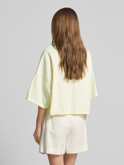 VILLA SOPHIE Bluzka krótka z mieszanki lnu i bawełny model ‘Quinn’ Jasnożółty 5