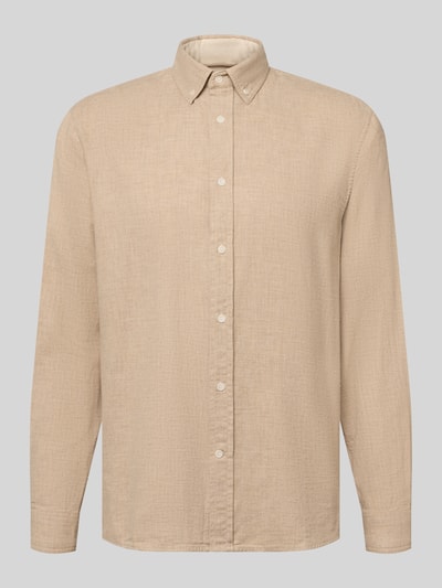Produktfoto, Relaxed Fit Freizeithemd aus reiner Baumwolle Modell 'ARAAMO' von ARMEDANGELS in Beige mit glatter, fein strukturierter Oberfläche, Herren Freizeithemd von ARMEDANGELS