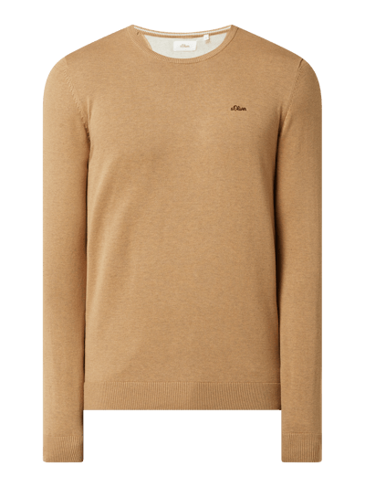 s.Oliver RED LABEL Sweter z wyhaftowanym logo  Camel 2