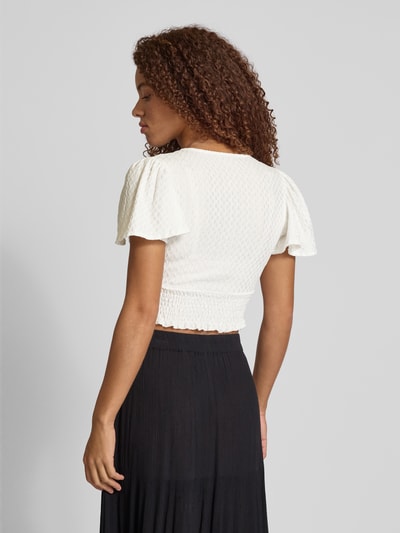 Only Regular Fit Crop Top mit Smok-Detail Modell 'HANNAH' Offwhite 5