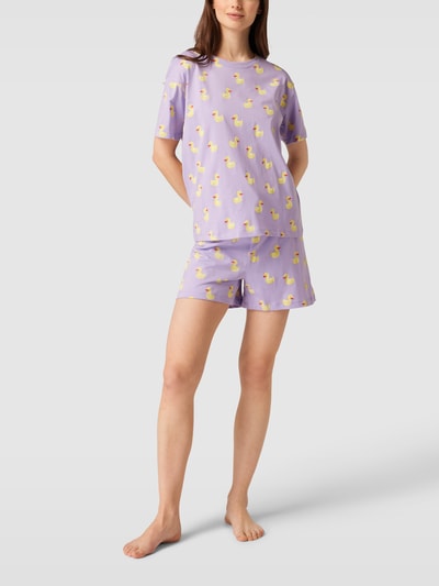 Jake*s Casual Pyjama-Oberteil mit Allover-Motiv-Print Flieder 1