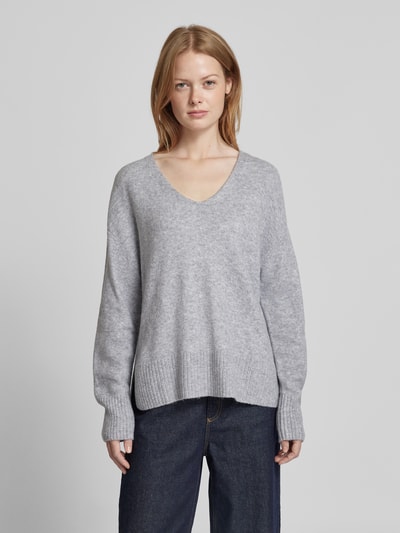 Tom Tailor Denim Pullover mit V-Ausschnitt Hellgrau Melange 4