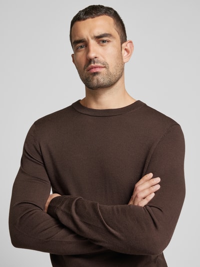 SELECTED HOMME Gebreide pullover met ribboorden, model 'TRAY' Middenbruin - 3