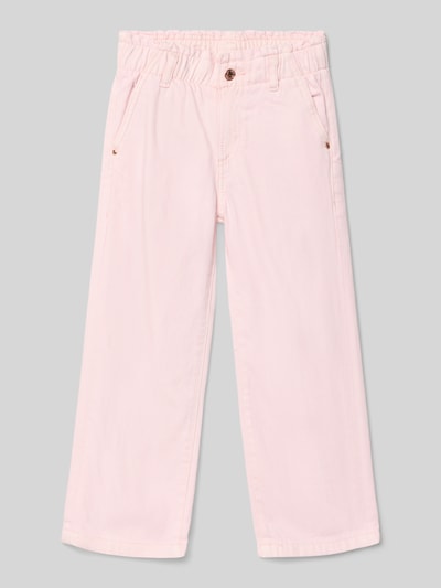 Produktfoto, lichtroze Straight Fit Jeans met elastische tailleband, steekzakken en achterzakken, katoenen lyocellmix, Guess, model 'Palazzo'