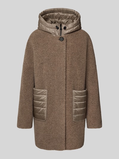 Gil Bret Kurtka z mieszanki wełny z kapturem i nakładanymi kieszeniami Beżowy melanż 2