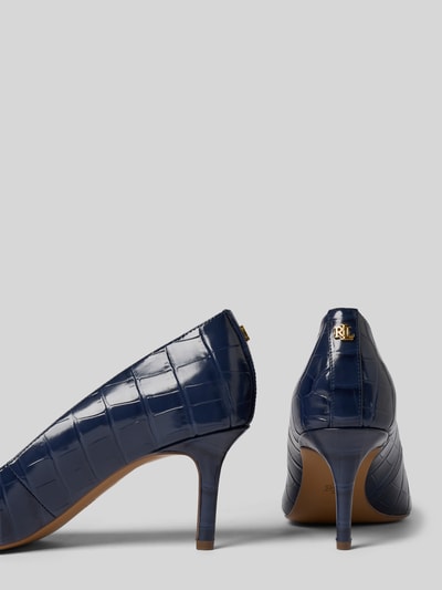 Lauren Ralph Lauren Pumps van leer met naaldhak, model 'LANETTE' Marineblauw - 2