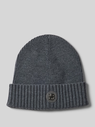 BOSS Czapka beanie z żywej wełny z detalem z logo model ‘Fati’ Antracytowy 1