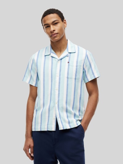 Tommy Hilfiger Regular Fit Kurzarmhemd aus reiner Baumwolle Aqua 4