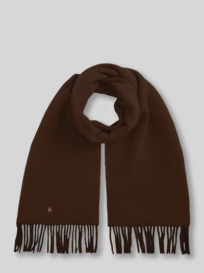 Tommy Hilfiger Schal aus reiner Wolle Modell 'ELEVATED CHIC' Dunkelbraun 1