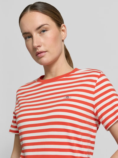 GANT T-shirt met ronde hals en labelstitching Lichtrood - 3