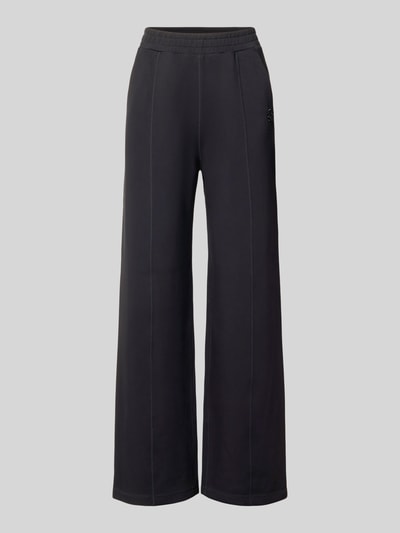 Produktfoto, Wide Fit Hose aus Viskose-Mix mit elastischem Bund von Liu Jo, zwarte wide fit dames broek van viscosemix met elastische band en steekzakken, binnenbeenlengte maat S 79 cm