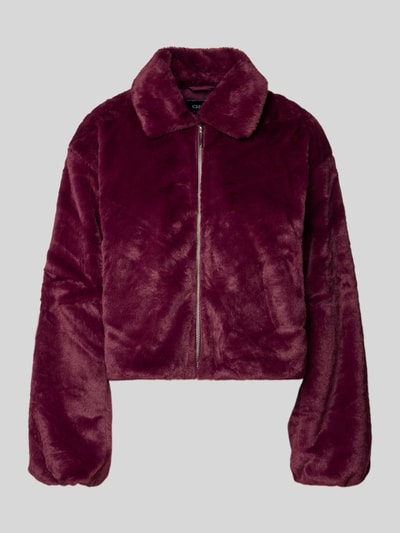 ONLY Regular Fit Webpelzjacke mit Umlegekragen Modell 'DANA' Bordeaux 2
