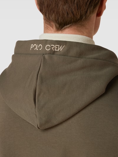 La Martina Sweatjacke mit Label-Stitching Olivgrün 3