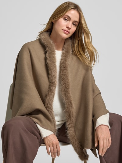 Fraas Poncho mit Kunstfellbesatz Beige 3