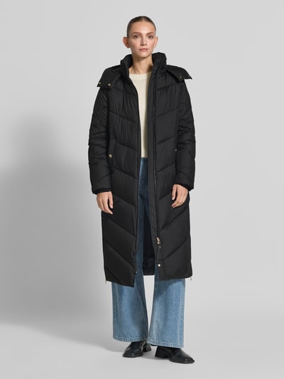 JOOP! relaxed fit gewatteerde mantel met capuchon Zwart - 1