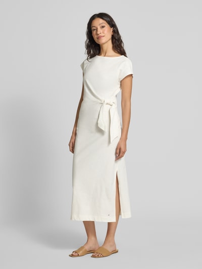 Tommy Hilfiger Tailliertes Freizeitkleid aus reiner Baumwolle Ecru 1