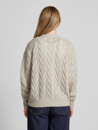 Hemisphere Kaschmircardigan mit Zopfmuster Beige 5