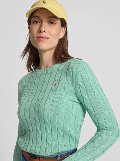 Polo Ralph Lauren Strickpullover mit Zopfmuster Modell 'JULIANNA' Gruen 3