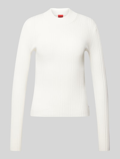 HUGO Strickpullover mit Strukturmuster Modell 'Sarphammy' Offwhite 2