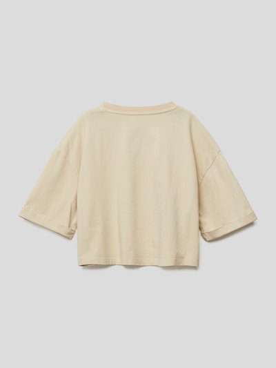 Mango Cropped T-Shirt mit Stitching Sand 3