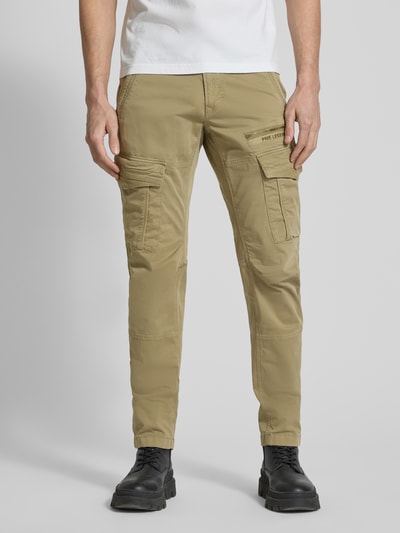 PME Legend Tapered Fit Cargohose mit Label-Stitching Oliv 4