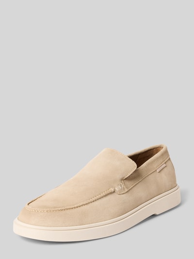 Productfoto, Loafers uit leer model 'LIAM' van PS Poelman in beige, afgeronde neus, instapmodel, maat 44 hakhoogte 3 cm, schachthoogte 6 cm, schachtwijdte 12 cm