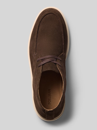 Produktfoto, Loafer aus echtem Leder Modell 'Liam' von PS Poelman in Dunkelbraun, runde Form, profilierte Sohle, glatte Textur