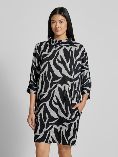 Apricot Relaxed fit gebreide jurk met wijde col Lichtgrijs - 4