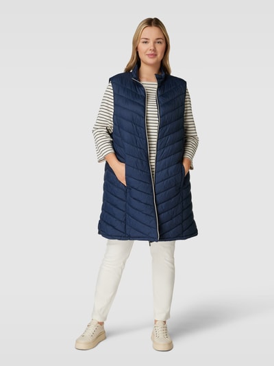 Fransa Plus PLUS SIZE bodywarmer met opstaande kraag, model 'Padding' Marineblauw - 1