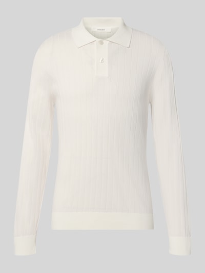 Produktfoto, cremefarbenes Regular Fit Poloshirt aus reiner Baumwolle Modell 'TORINO' von Selected, dezente Rippenstruktur, Herren Poloshirt