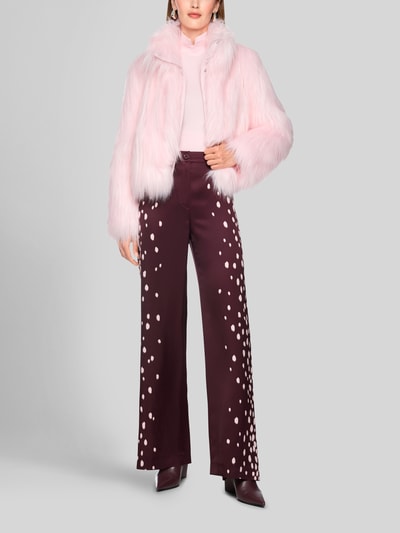 Marc Cain wide fit broek met elastische tailleband achter van viscose Bordeaux - 1