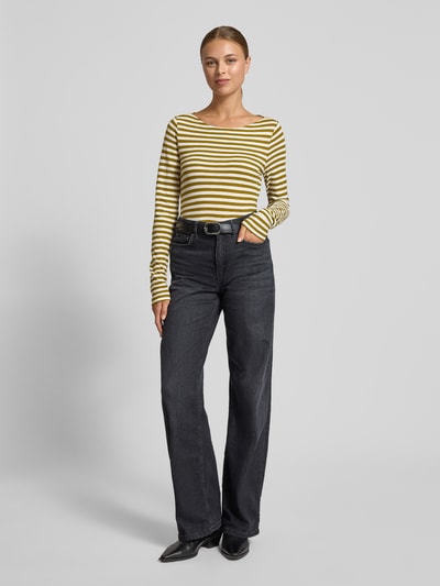 Marc O'Polo Slim Fit Langarmshirt aus reiner Baumwolle Hellgruen 1