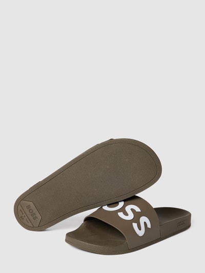 BOSS Slides mit Label-Schriftzug Khaki 5