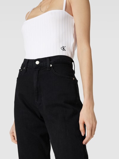 Calvin Klein Jeans Top krótki z prążkowaniem Biały 3