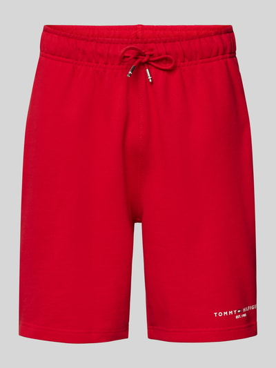 Tommy Hilfiger Regular Fit Sweatshorts mit Label-Print Rot 2