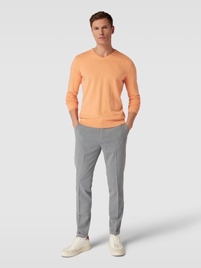 Tom Tailor Strickpullover mit V-Ausschnitt Modell 'basic v-neck' Orange Melange 1