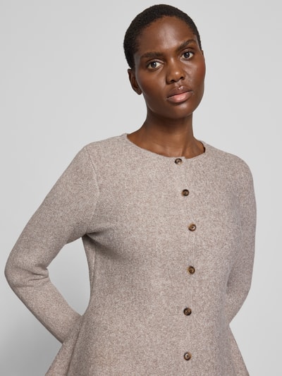 VERO MODA Regular fit gebreid jack met enkelrijige knoopsluiting model 'DOFFY' Taupe gemêleerd - 3