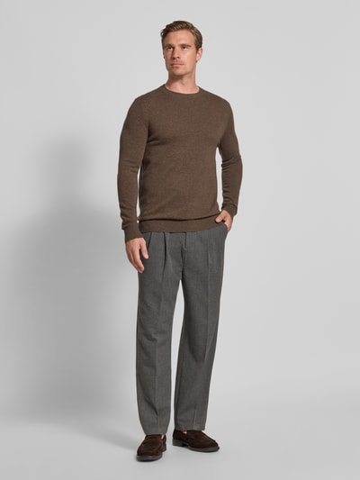 Christian Berg Men Strickpullover aus Wolle-Kaschmir-Mix Dunkelbraun Melange 1