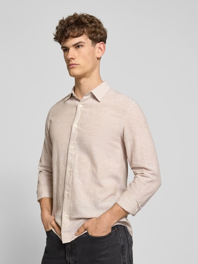 ONLY & SONS koszula casualowa o kroju slim fit z mieszanki bawełny i lnu model 'CAIDENLS SOLID' Beżowy 3