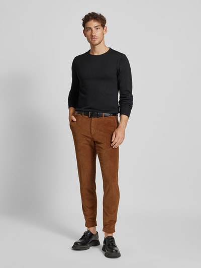 Strellson Slim fit corduroy broek met hanger Hazelnoot - 1