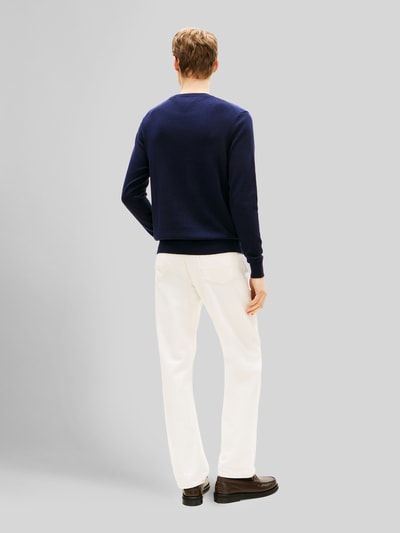 Tommy Hilfiger Sweter o kroju regular fit z mieszanki bawełny i kaszmiru Granatowy 5