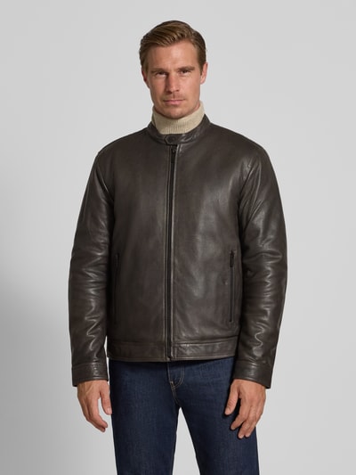 Strellson Slim Fit Lederjacke aus genarbtem Lammleder Modell 'JACE' Black 4