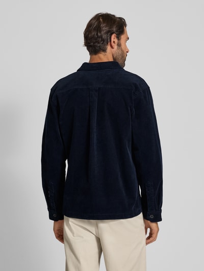 Lindbergh Modern fit overhemdjack met borstzak, model 'Superflex' Donkerblauw - 5