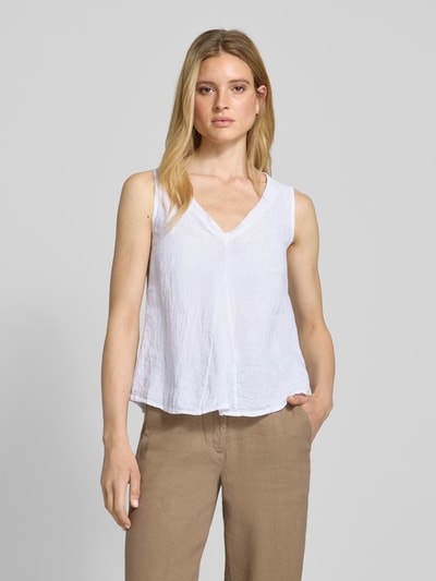 ZABAIONE Regular fit linnen blousetop met V-hals, model 'Lu44cia' Offwhite - 4